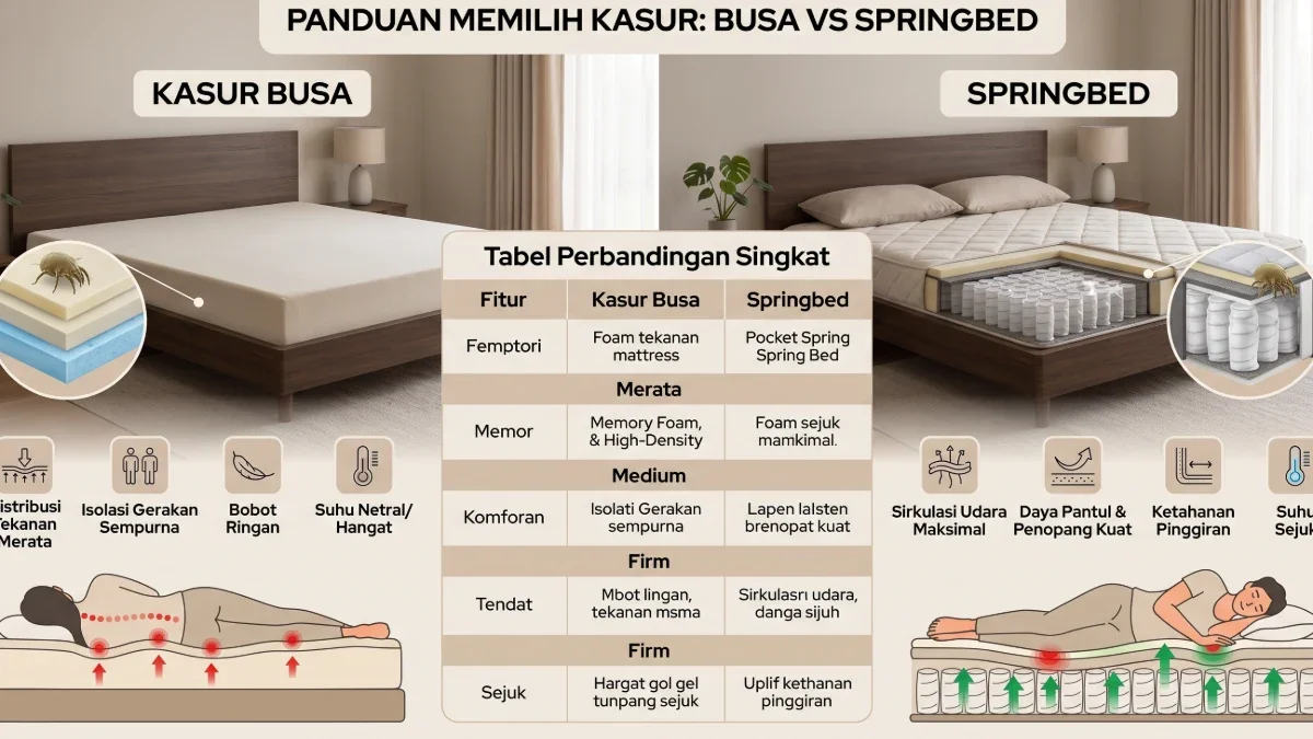 Kasur Busa vs Springbed: Mana yang Lebih Cocok untuk Kebutuhan Anda?